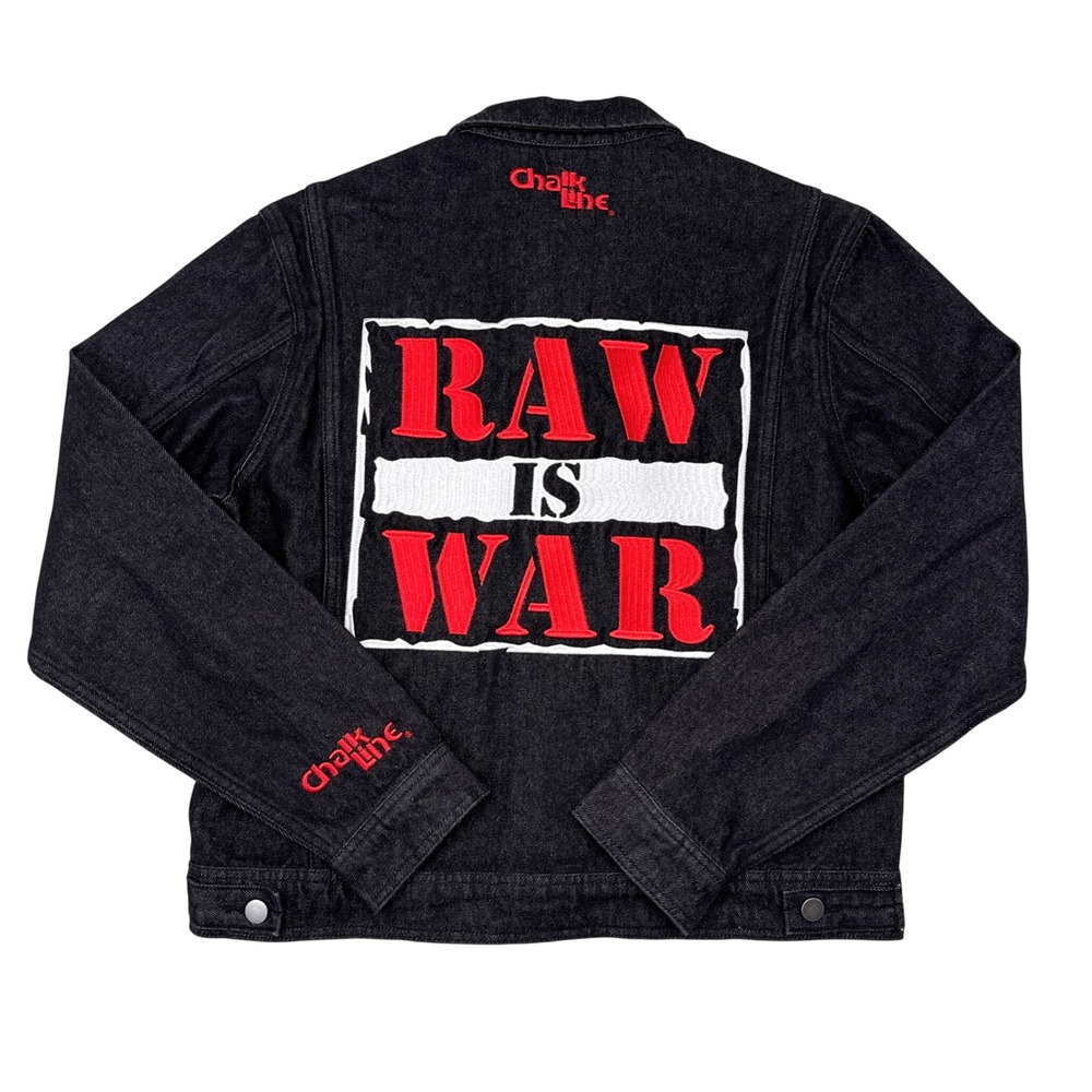 WWE Raw Is War Denim Jacket Small Black Monday Night Raw Chalk Line Wrestling